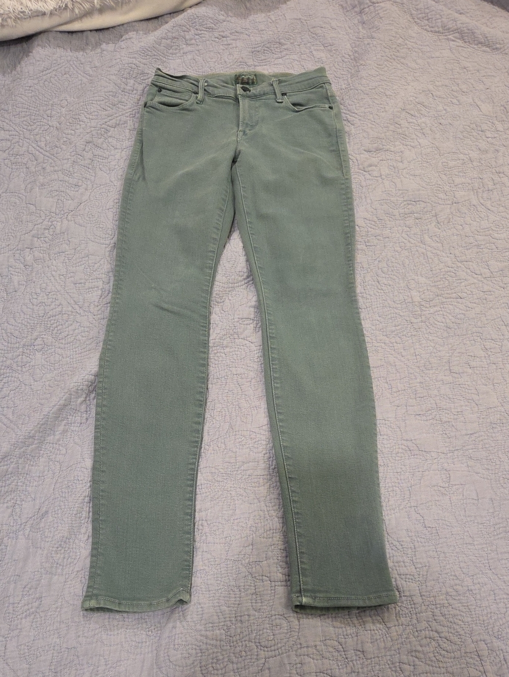 MOTHER The Charmer Skinny Jeans Granny Smith Sage Green Sz 24